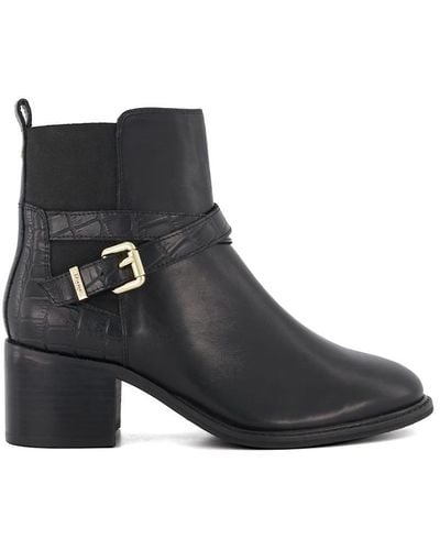 Dune 'pout' Leather Ankle Boots - Black