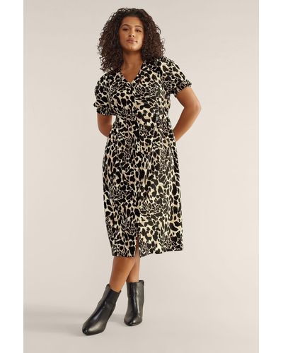 Evans Animal Print Midi Dress - Natural