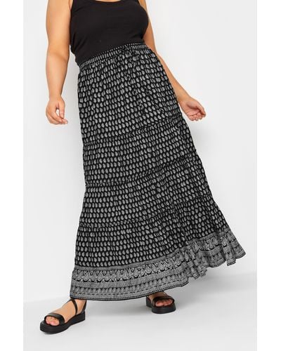 Yours Tiered Maxi Skirt - Black