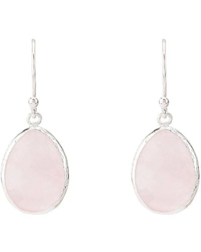 LÁTELITA London Petite Drop Earrings Rose Quartz Silver - Pink