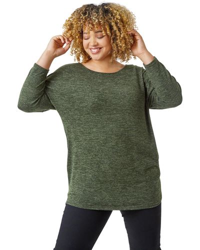 Roman Curve Soft Knit Jersey Top - Green