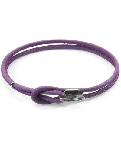 Anchor and Crew Orla Silver And Nappa Leather Bracelet - Purple
