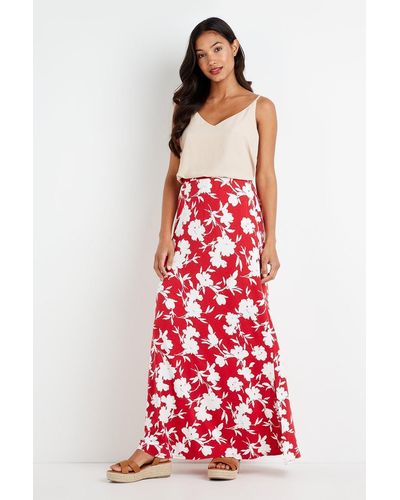 Wallis Red Floral Jersey Maxi Skirt