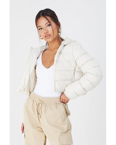 Good For Nothing Cropped Hodded Padded Jacket - Natural