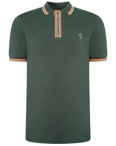 Grey Hawk Polo Pique With Taping - Green