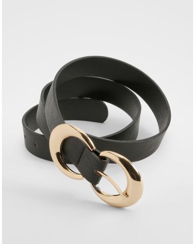 Boohoo Gold Double Ring Belt - Black