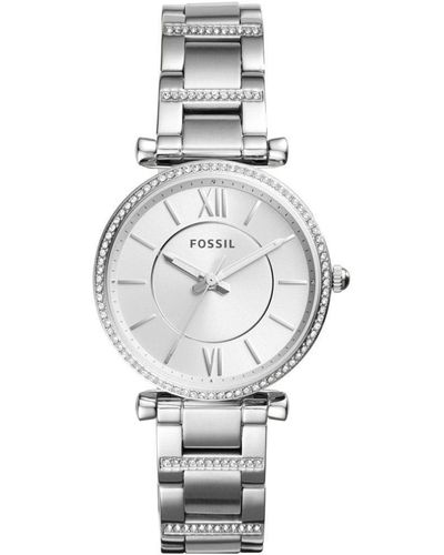 Fossil Carlie Stainless Steel Fashion Analogue Quartz Watch - Es4341 - White