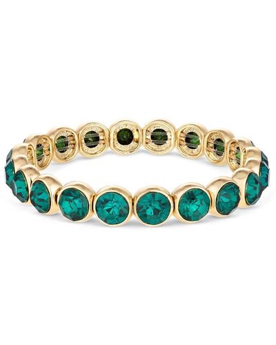 Jon Richard Gold Plated Emerald Faceted Stretch Bracelet - Green
