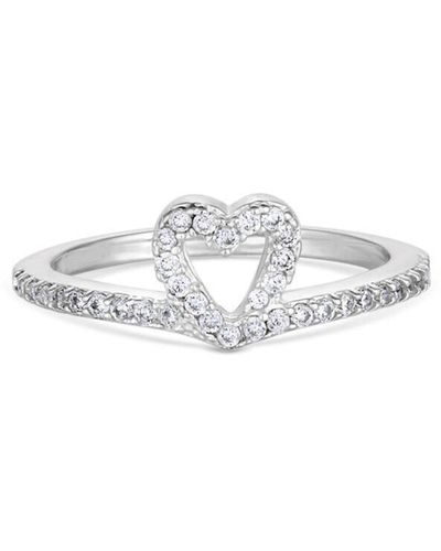 Simply Silver Sterling Silver 925 Cubic Zirconia Open Heart Ring - Metallic