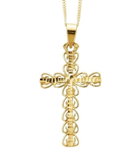 The Fine Collective Fancy Cross Pendant 18 Inch Curb Chain - Metallic