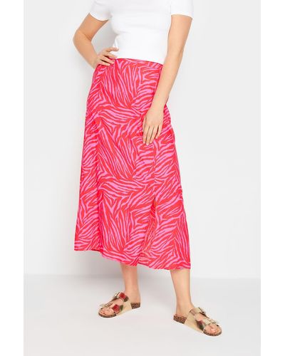 Long Tall Sally Tall Printed Front Split Skirt - Pink