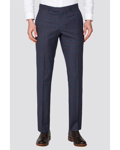 Racing Green Tailored Check Trouser - Blue