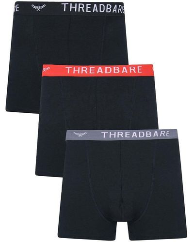 Threadbare 3 Pack 'smart' Hipster Trunks - Black