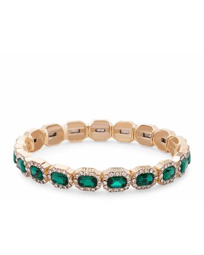 Jon Richard Gold Emerald Green Crystal Rectangle Stretch Bracelet
