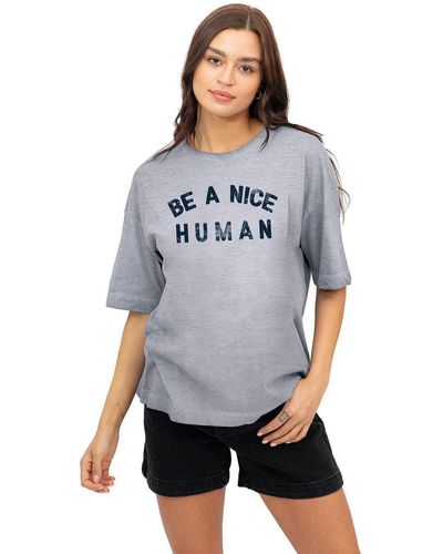 Sub_Urban Riot Be A Nice Human Womens Oversized Slogan T-shirt - Grey