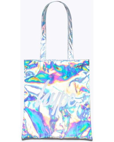 Hype Silver Holographic Tote Bag - White