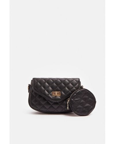 Coast Black Quilted Bag With Mini Quilted Purse