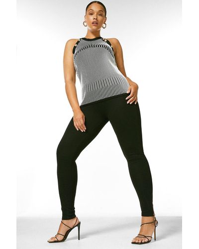 Karen Millen Plus Size Zip Detail Legging - Black
