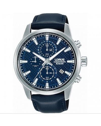Lorus Chronograph Stainless Steel Classic Analogue Quartz Watch - Rm337hx9 - Blue