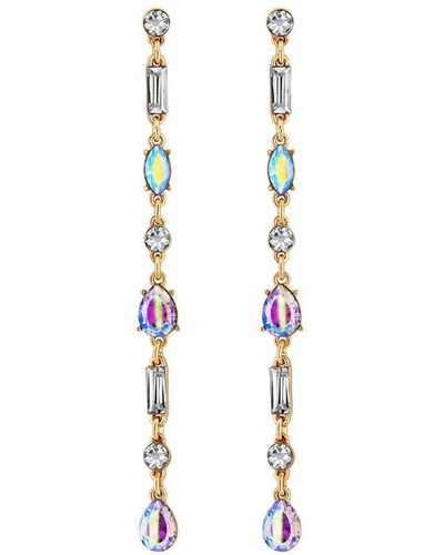 Lipsy Gold Plated Crystal Mixed Stone Linear Drop Earrings - Metallic