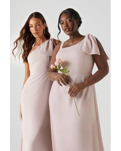 Coast Plus Size Bow One Shoulder Bridesmaids Maxi Dress - Pink