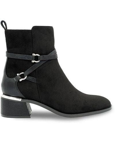 Paradox London Micro Suede 'avalon' Low Block Heel Ankle Boot - Black