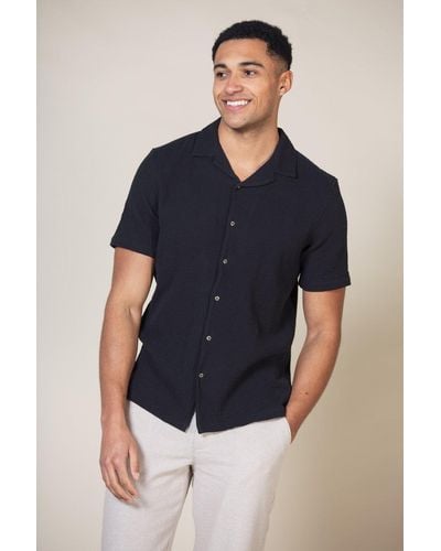 Nordam Cotton Short Sleeve Button-up Printed Shirt - Blue