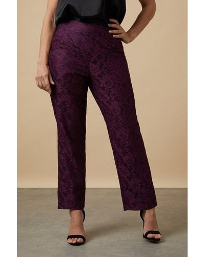 Wallis Petite Purple Lace Straight Leg Trousers
