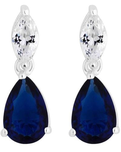 Simply Silver Sterling Silver 925 Sapphire Blue Cubic Zirconia Pear Drop Earrings