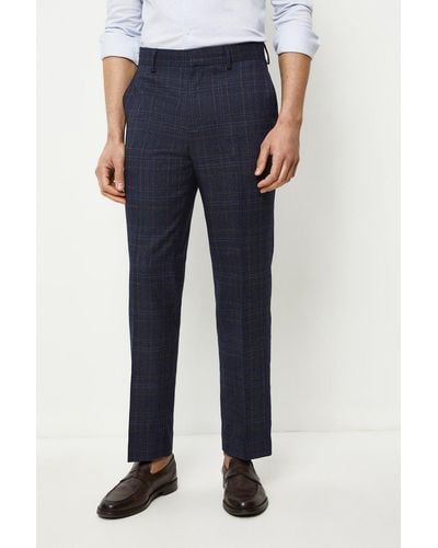 Burton Tailored Fit Navy Heritage Check Suit Trouser - Blue