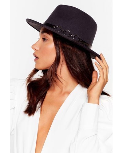 Nasty Gal We Don't Know A Ring Faux Wool Fedora Hat - Black