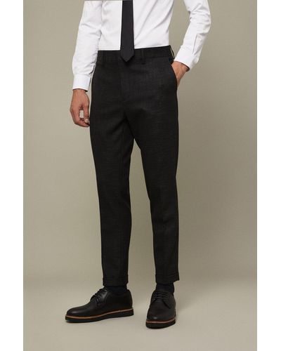 Burton Slim Fit Black Textured Suit Trousers
