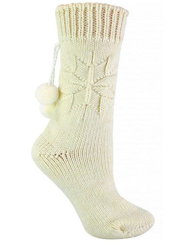 Sock Snob Alpaca Wool Blend Pom Pom Bed Socks - White