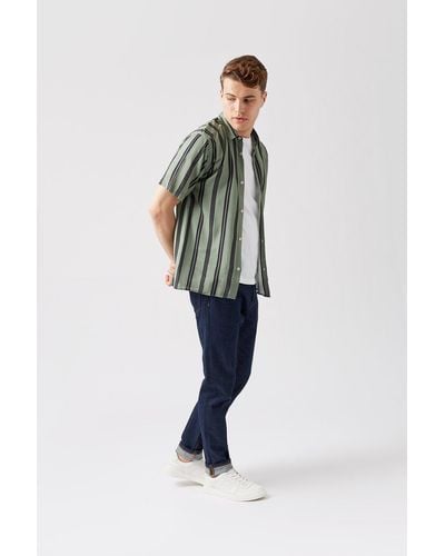 Burton Khaki Striped Shirt - Blue