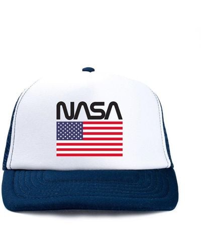 NASA Stars & Stripes Trucker Cap Hated Logo Retro Style - Blue
