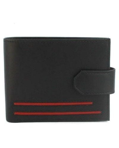 Eastern Counties Leather Grayson Bi-fold Leather Contrast Piping Wallet - Black