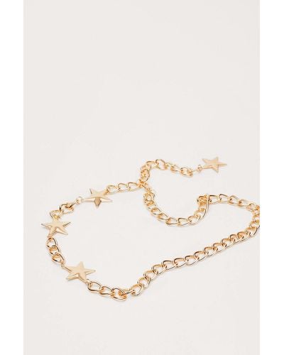 Nasty Gal Recycled Metal Star-t It Up Chain Belt - Natural