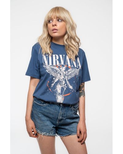 Nirvana In Utero Distressed T Shirt - Blue