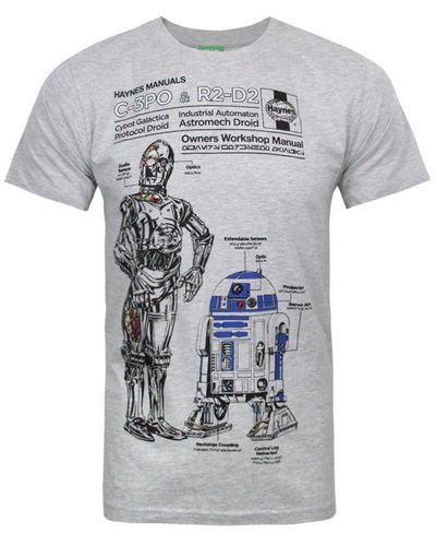 Star Wars Official Haynes Manual C3po R2d2 T-shirt - Grey