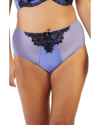 Playful Promises Stevie Lilac And Black Lace High Waisted Brief - Blue