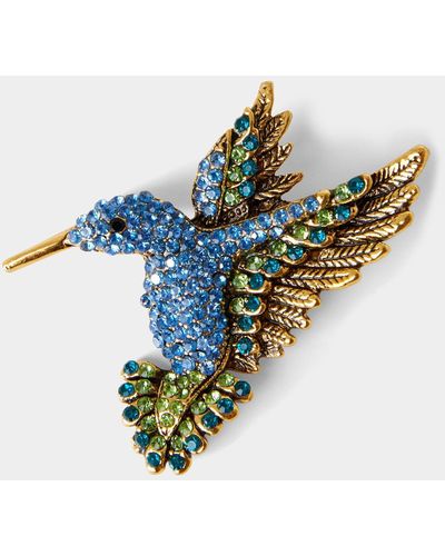 Joe Browns Vintage Diamante Hummingbird Pin Brooch - Blue