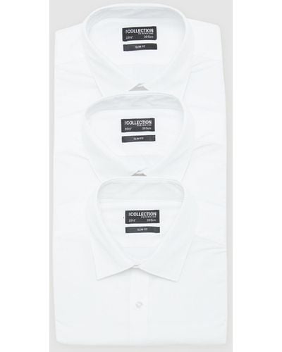 DEBENHAMS 3 Pack Slim Fit Plain Shirt - White