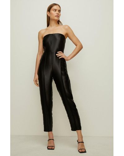 Oasis Satin Bandeau Jumpsuit - Black