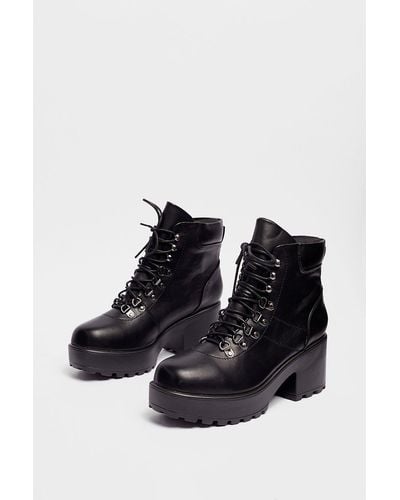 Nasty Gal Walk On By Lace-up Platform Boots - Black