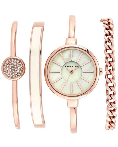Anne Klein Gift Set Fashion Analogue Quartz Watch - Ak/1470rgst - White