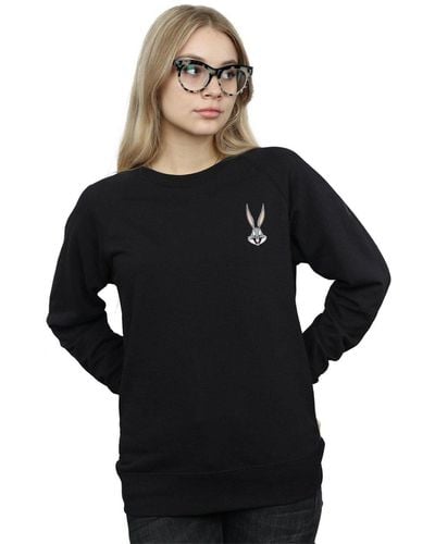 Looney Tunes Bugs Bunny Breast Print Sweatshirt - Black