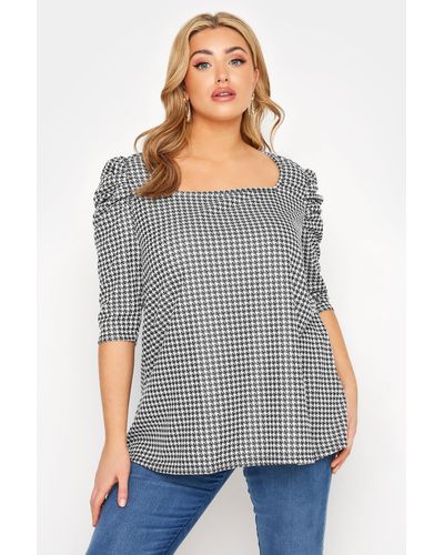 Yours Puff Sleeve Top - Grey