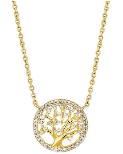 Simply Silver 14ct Gold Plated Sterling Silver 925 Tree Of Love Necklace - Metallic
