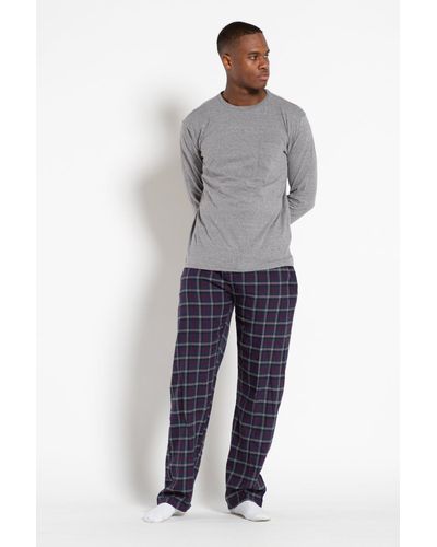 Tokyo Laundry Cotton 2-piece Top And Check Trouser Pyjama Set - Grey