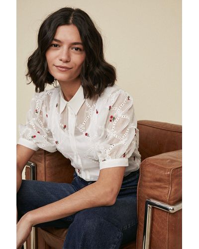 Oasis Rose Embroidered Shirt - White